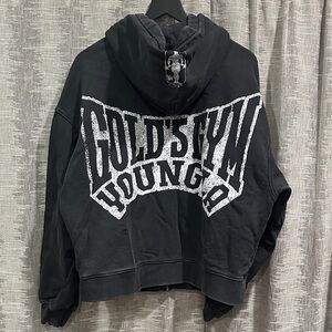 YoungLA Gold’s Gym Zip Up Black Wash Hoodie